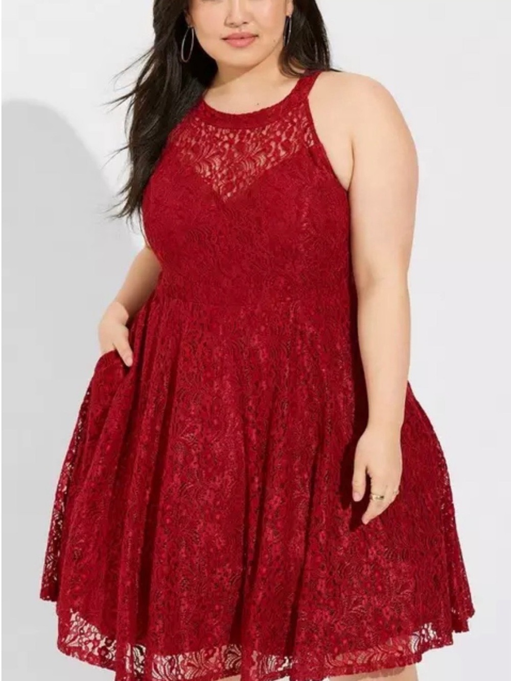 Torrid Red Lace Halter Dress Woman’s Plus size 22